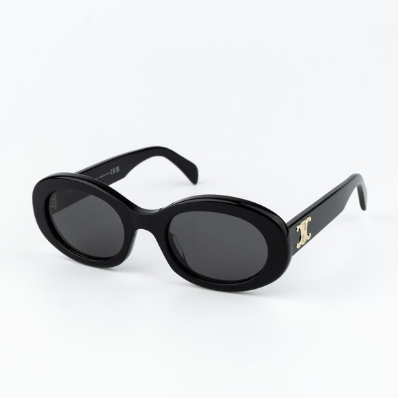 Celine TRIOMPHE Women Sunglasses Black Smoke Oval CL40194U 01A NEW AUTHENTIC - Picture 1 of 14